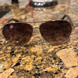Gold Aviator Kate Spade Sunglasses with Brown Lenses